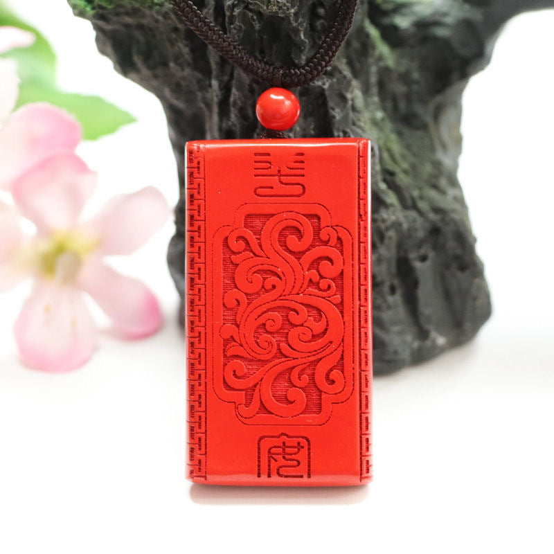 Ancient Protection Vermilion Sand Red Cinnabar Pendant