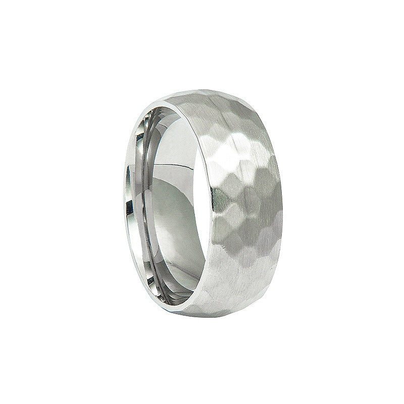 Classic Stainless Steel Men's Ring with Vacuum Electroplated Surface Pattern