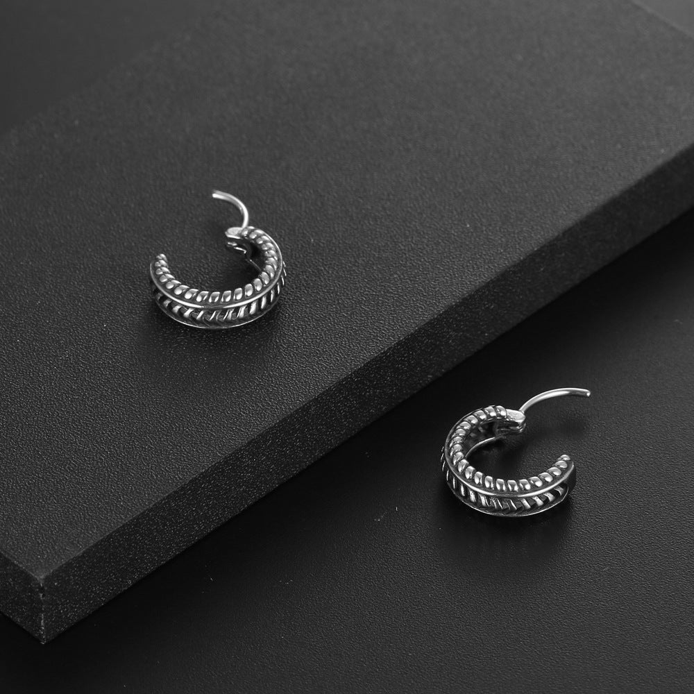 Retro-Inspired Titanium Steel Tire Earrings for Women - Stylish and Personalized Fashion Accessory