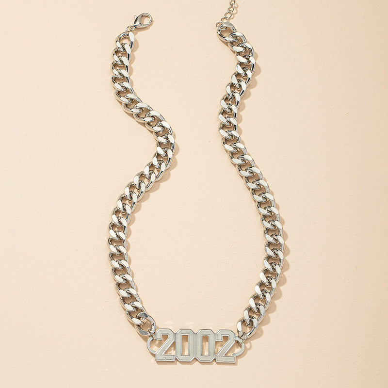 European and American Urban Style 2002 Digital Coarse Chain Necklace - Vienna Verve Collection