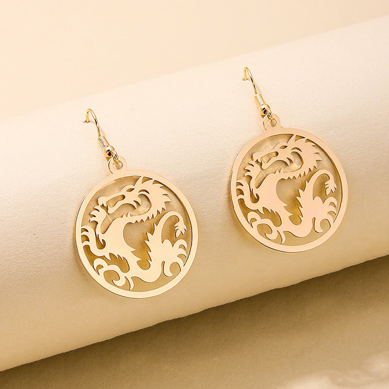 Zodiac-Inspired Retro Earrings Collection with Chinese Zodiac Pendant