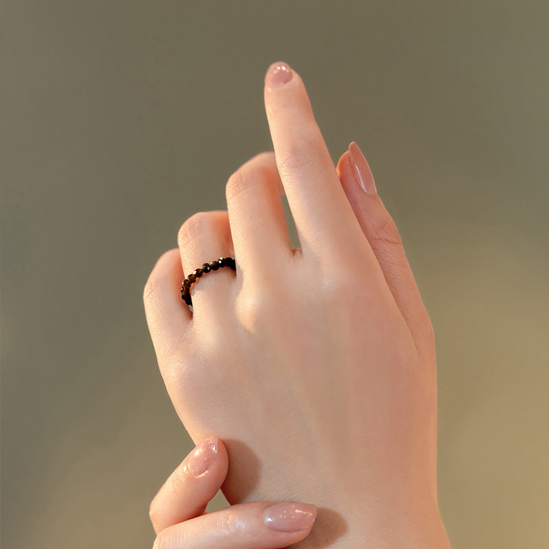 Retro Style Pointed Crystal Ring with Sterling Silver Bracelet Detail