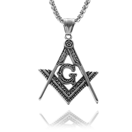 Titanium Steel Freemason Hollow Pendant Necklace for Men - Retro Punk Trend