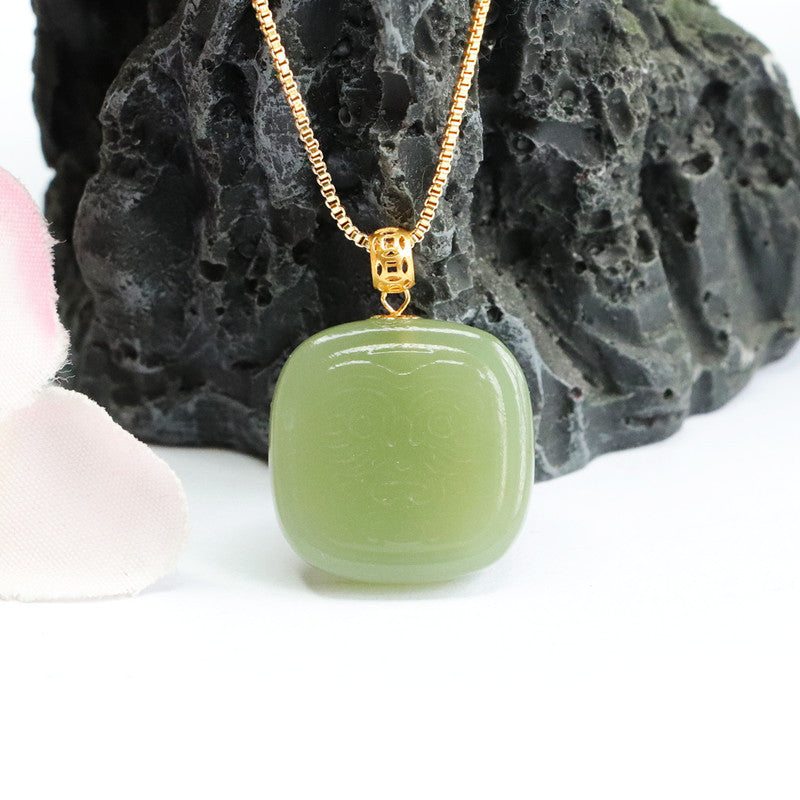 Heavenly Jade Pendant Necklace with Geometric Design