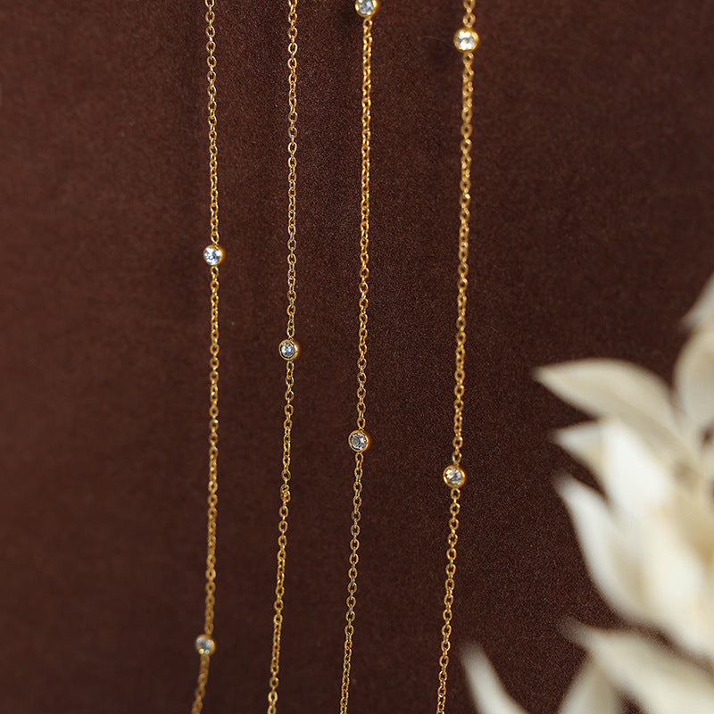 Modern Elegance: Stylish Titanium Steel Necklace with Zircon Inlay