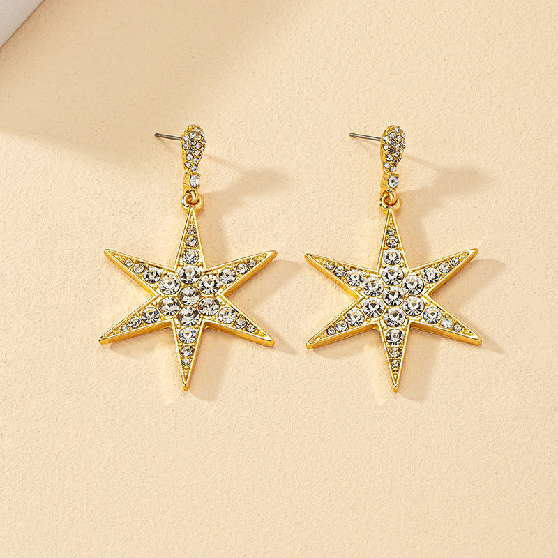 Six-Pointed Star Studded Retro Earrings - Vienna Verve Collection