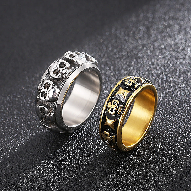 Punk Skull Titanium Steel Ring for Men - European and American Fashion Wholesale Jewelry