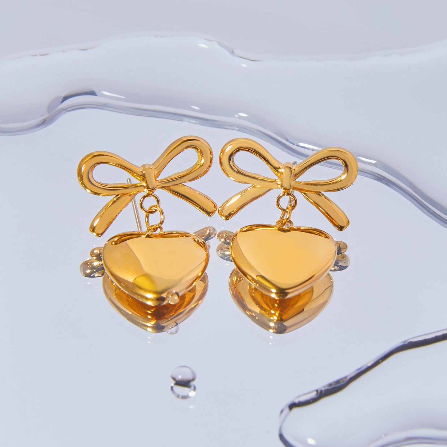 Elegant Korean Bow Love Pendant Earrings