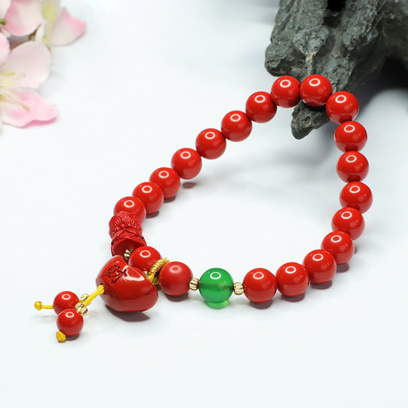 Red Sand Lotus Bracelet with Sterling Silver and Cinnabar Stone