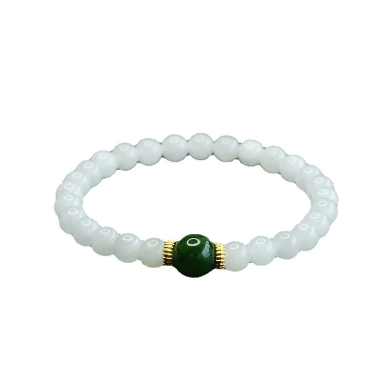 Fortune's Favor White Jade Sterling Silver Bracelet