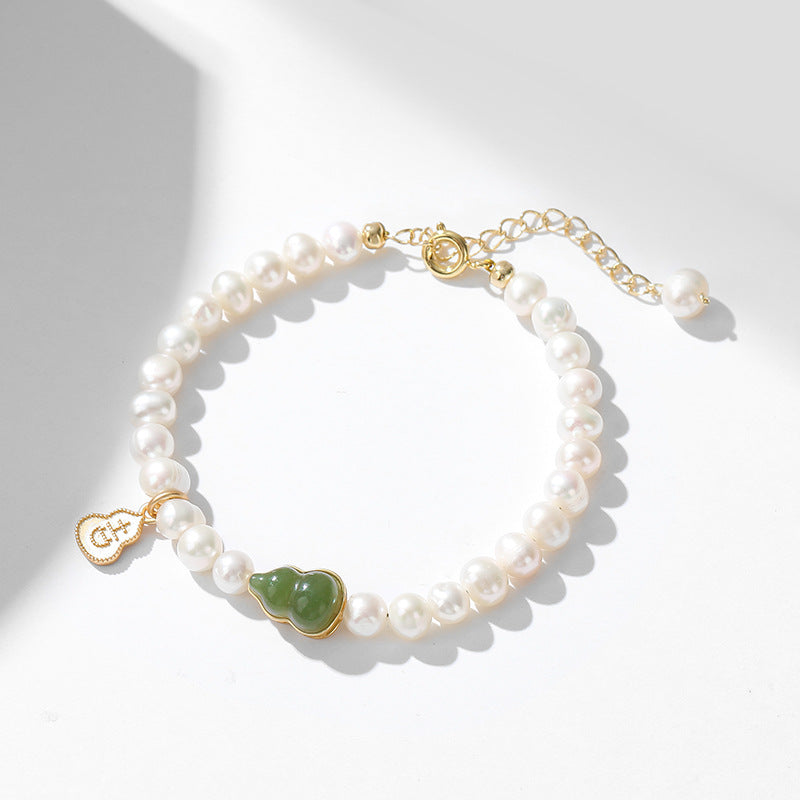 Fortune's Favor Sterling Silver Bracelet with Jade and Freshwater Pearl