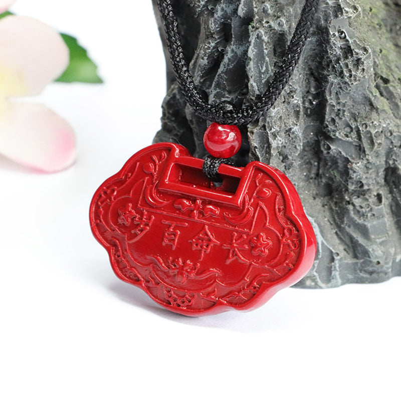 Elegant Vermilion Sand Purple Gold Ruyi Lock Pendant