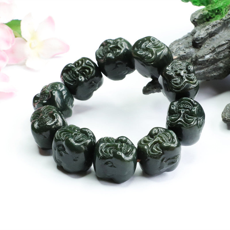 Green Buddha's Head Jade Bracelet