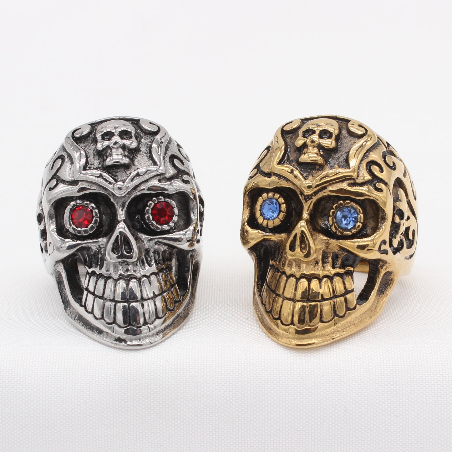 Personalized Retro Skull Titanium Steel Ring for Men - European and American Style Wholesale Jewelry