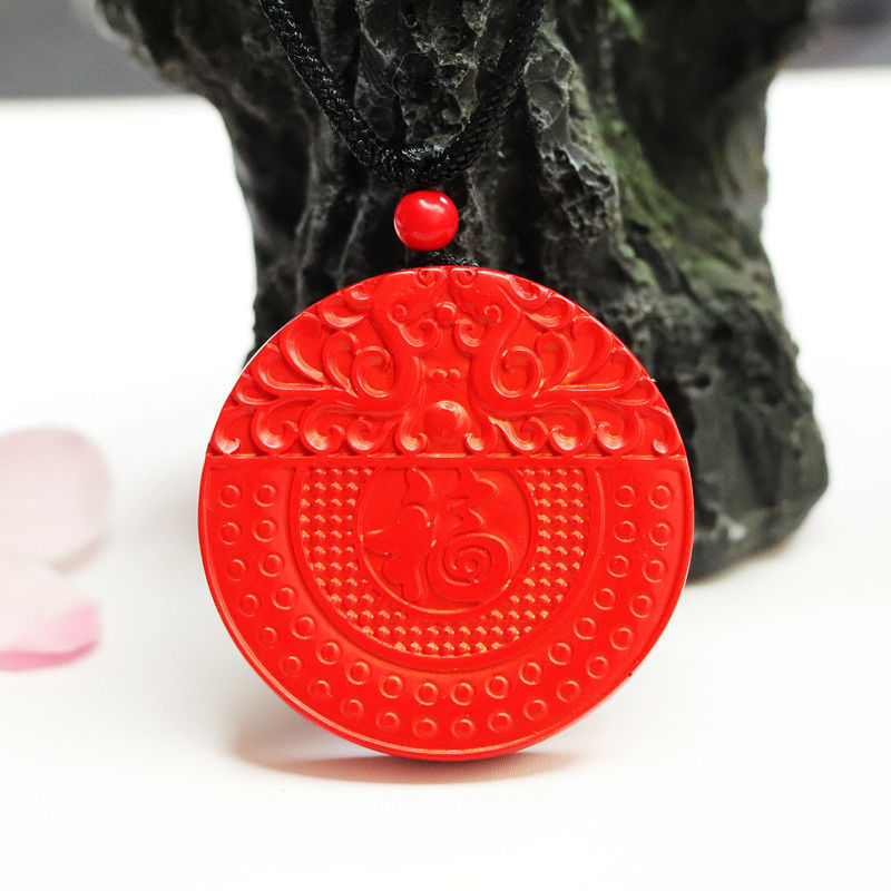 Cinnabar Blessing Pendant from Benmingnian Jewelry, Red Sand Pendant.