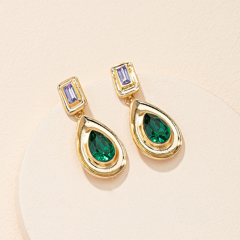 Golden Drop Earrings - Korean Online Celebrity Metal Earrings with Vienna Verve Design