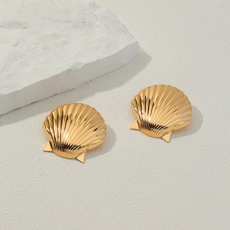 Creative Ocean Shell Earrings with Irregular Design and Niche Style