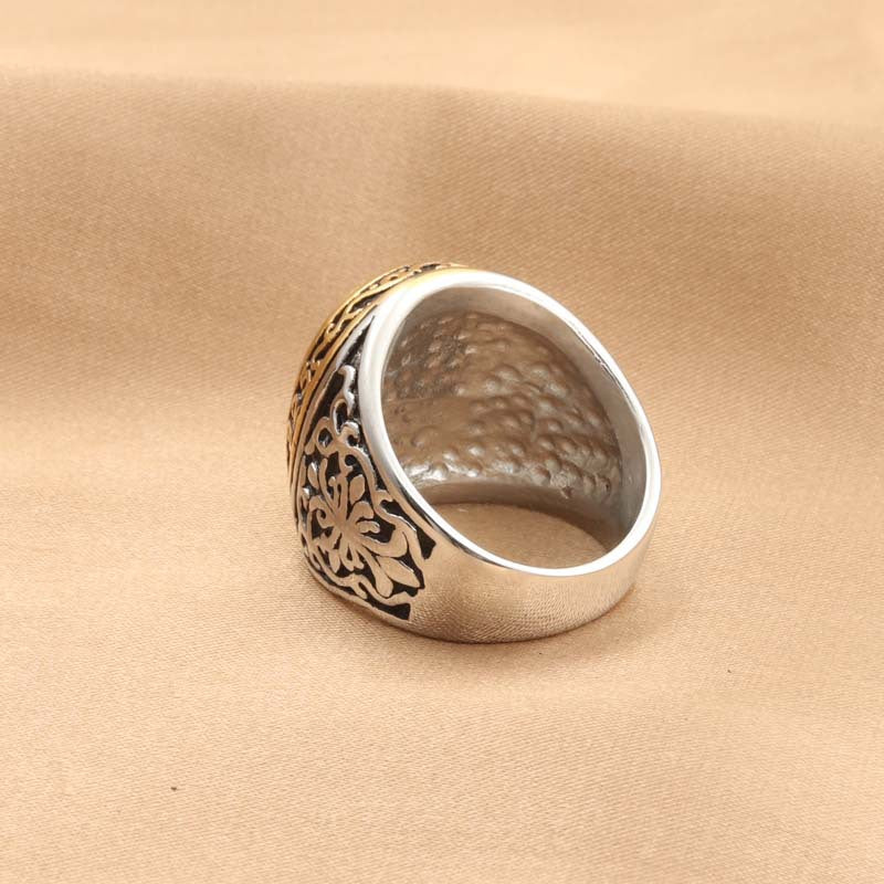 Titanium Steel Islamic Virgin Ring for Men - Retro Trendy Letter Accessory from Manufacturer