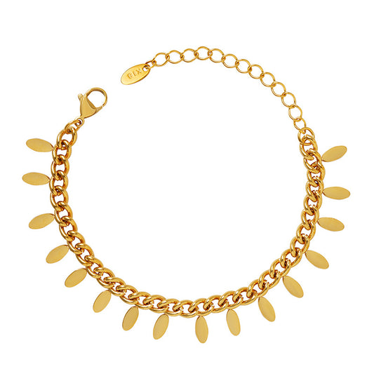 Golden Leaf Fringe Chain Bracelet - Titanium Steel Jewelry