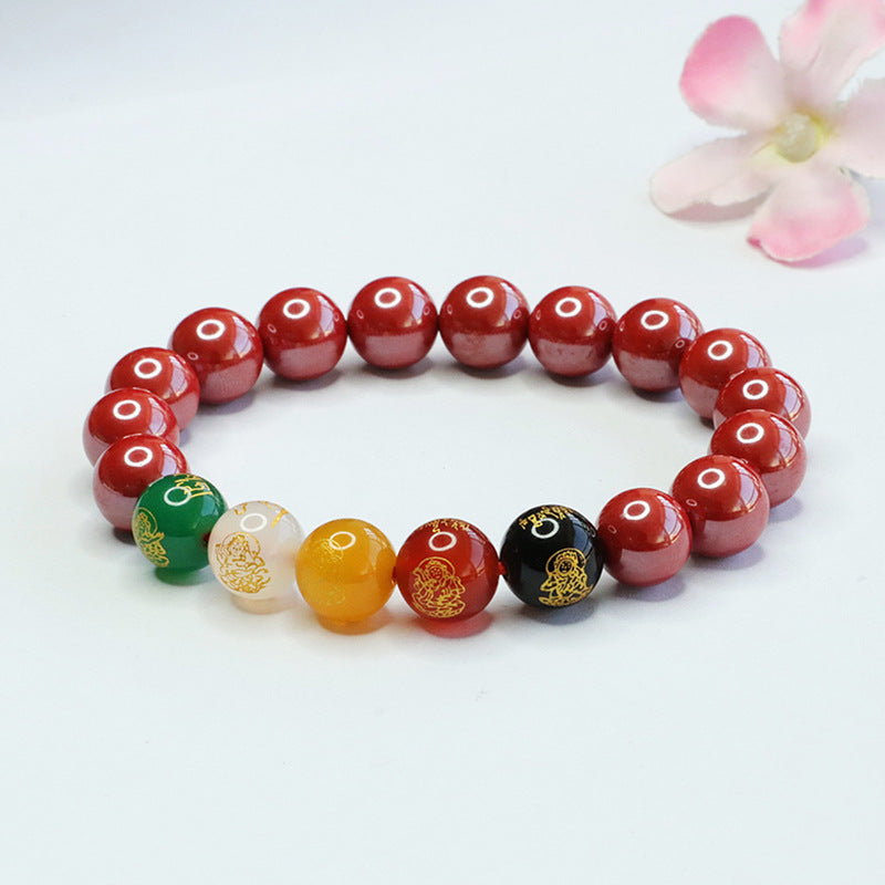 Emperor Sand Fifth Road Fortune's Favor Sterling Silver Bracelet with Cinnabar Stone and Agate