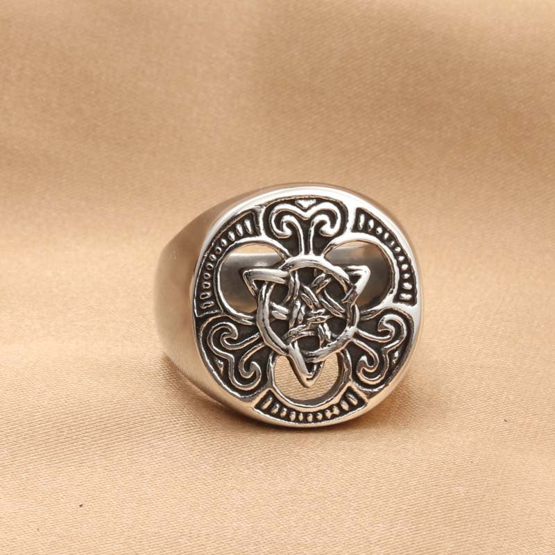 Titanium Steel Viking Ring for Men - Engraved Retro Accessory Directly from Manufacturer