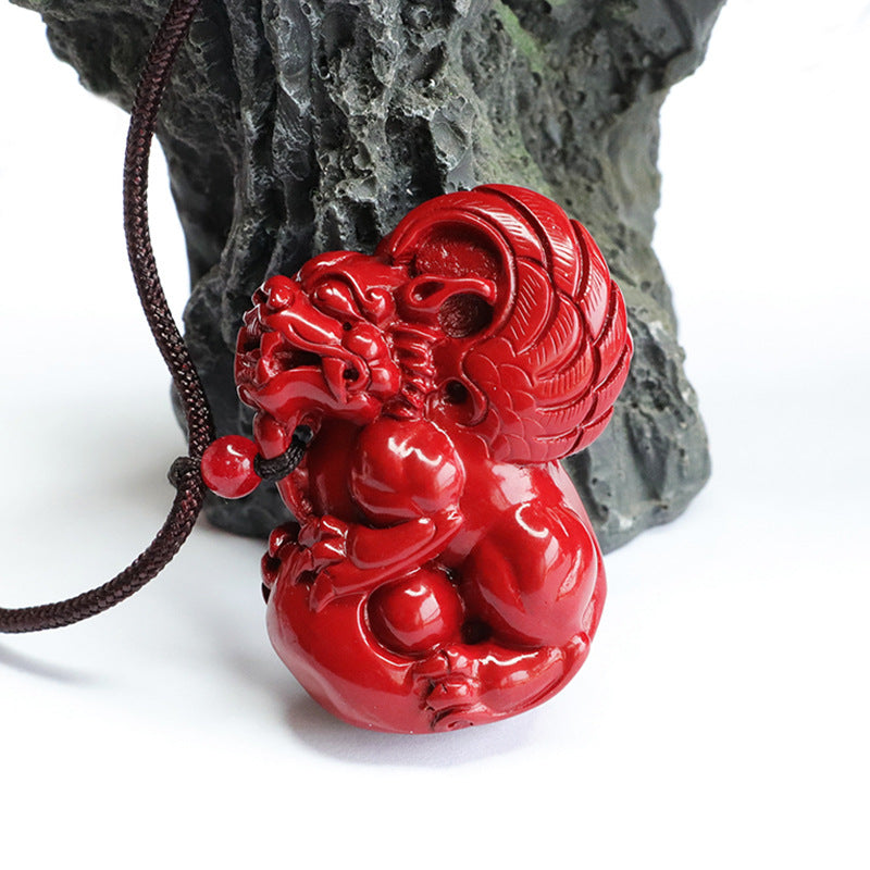 Cinnabar Pendant, Purple Gold Sand, Three-dimensional Flying Pixiu Pendant