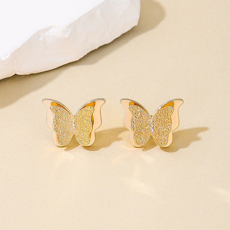 Korean Frosted Butterfly Earrings - Wholesale Women's Accessories