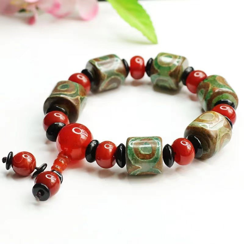 Heavenly Fortune Red Agate Bracelet with Sterling Silver Beads