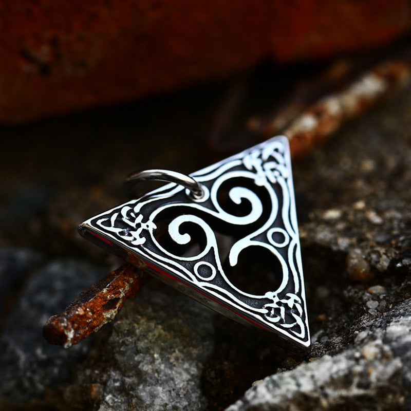 Vintage Viking Celtic Knot Titanium Steel Triangle Pendant for Men - Wholesale Stainless Steel Jewelry