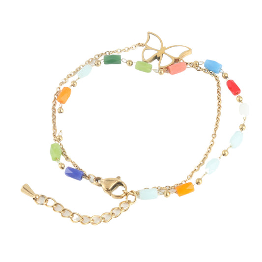 Colorful Titanium Steel Bead Bracelet for Women - Chic Stainless Steel Fashion Accessory