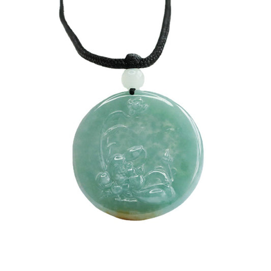 Jade Prosperity Pendant with Sterling Silver Needle