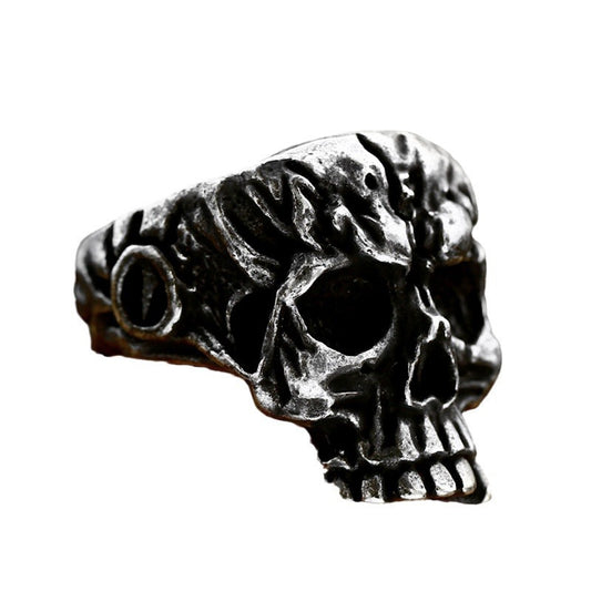 Retro Hip-Hop Skull Titanium Steel Ring for Men - Cross-Border Punk Style, Wholesale Available