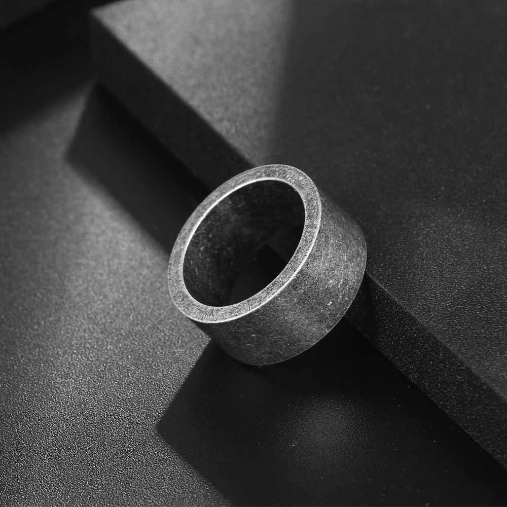 Men's Retro Titanium Steel Ring - Simple Bronze Design for Hip-Hop Fashion