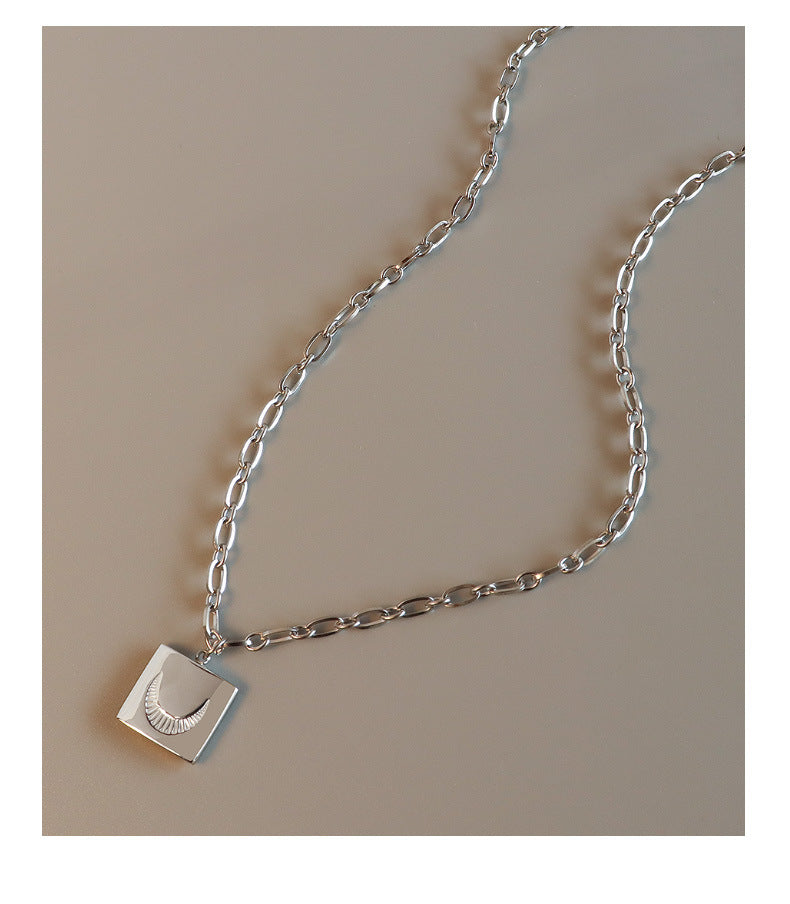 Starlit Square Hand Chain Clavicle Necklace - Air-Cooled Titanium Steel French Jewelry