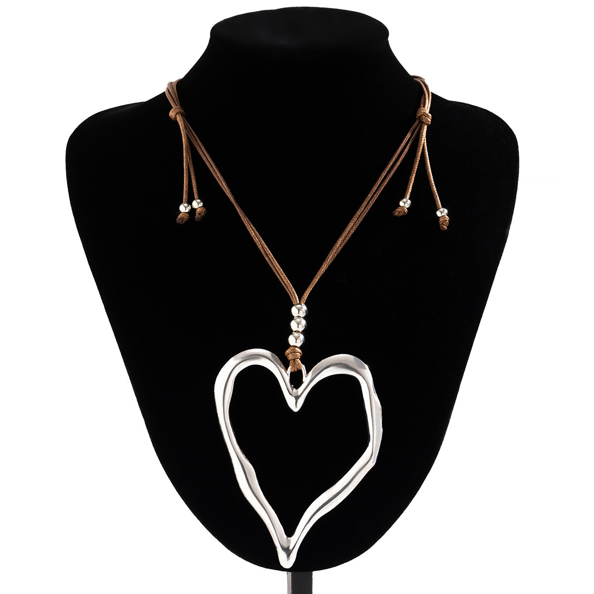 Sweet Love Pendant Necklace with Adjustable Wax Line - European and American Style Statement Jewelry