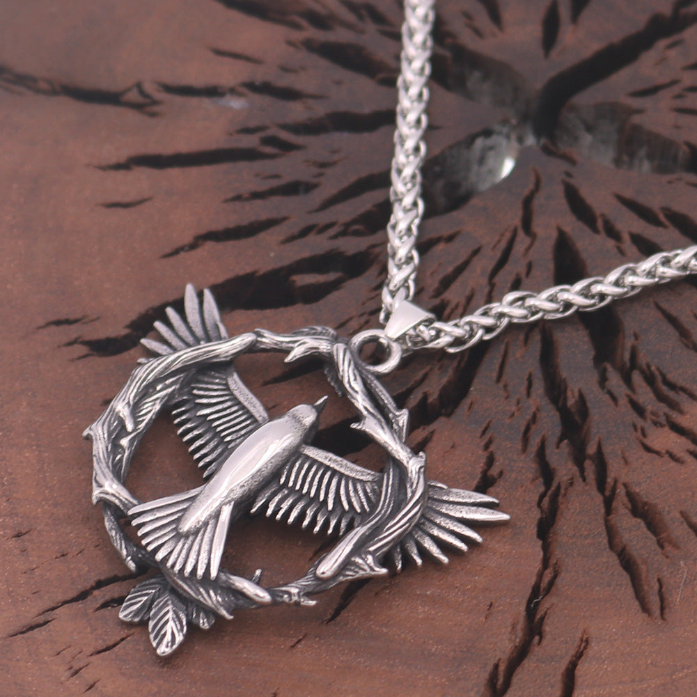 Cross Border Viking Eagle Pendant Necklace with Titanium Bird Design - Men's Retro Fashion Jewelry