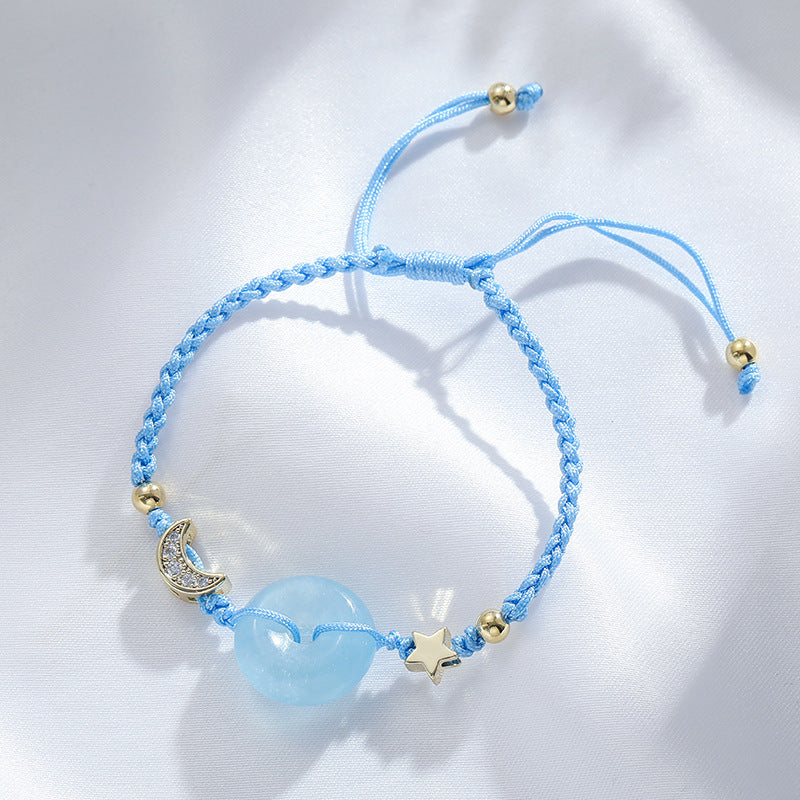 Fortune's Favor Natural Aquamarine Bracelet with Ping An Clasp