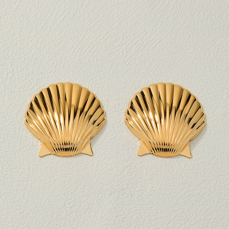 Creative Ocean Shell Earrings with Irregular Design and Niche Style