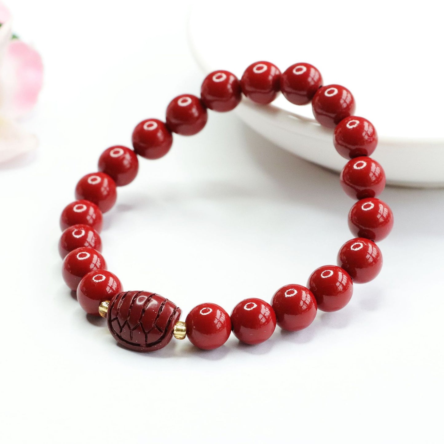 Cinnabar Stone Sterling Silver Bracelet from Planderful Collection