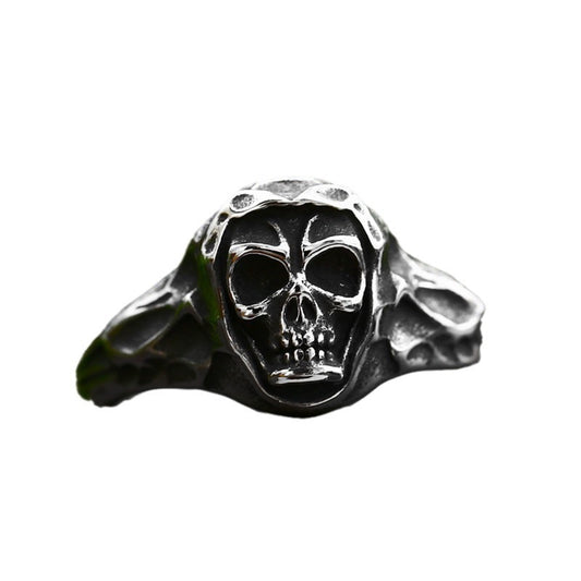 Punk Hip-Hop Stainless Steel Skull Ring for Men - Wholesale Titanium Jewelry