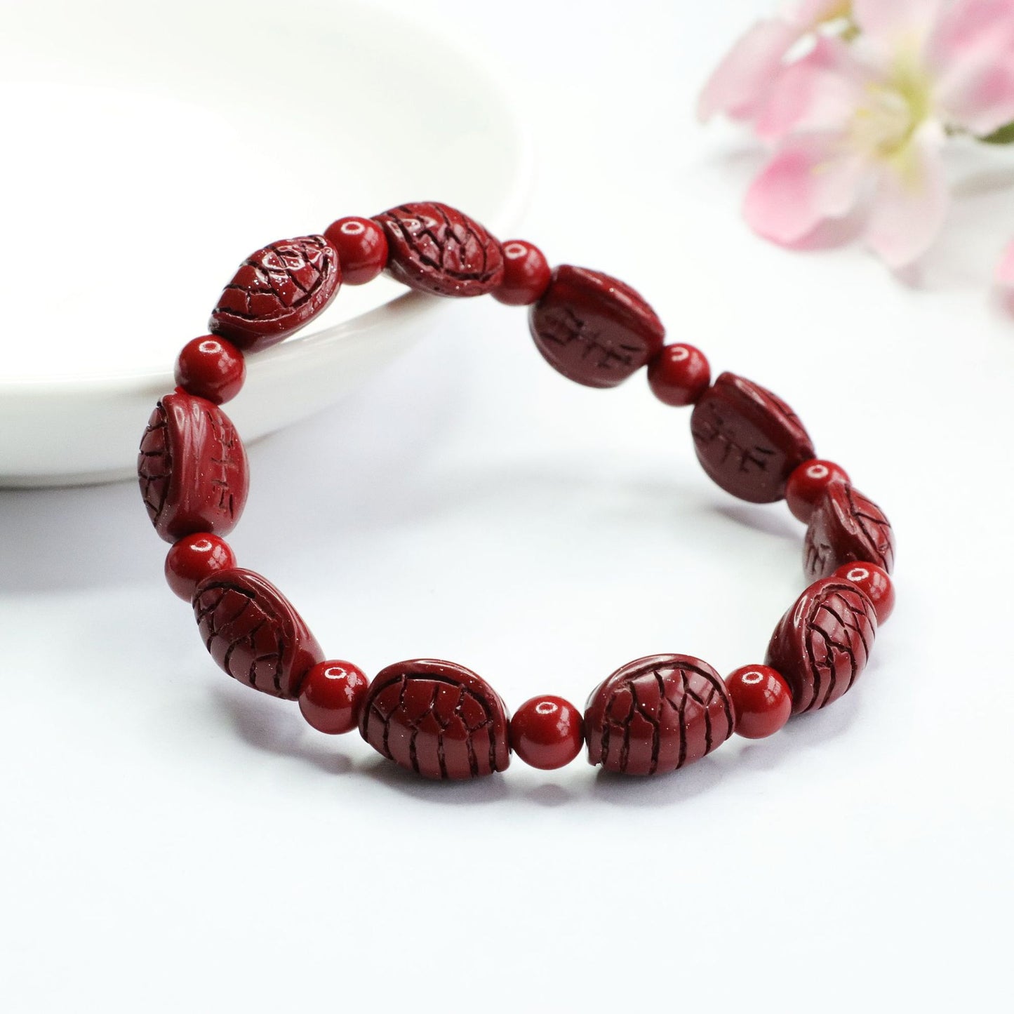 World's Richest Vermilion Sand Cinnabar Stone Sterling Silver Bracelet