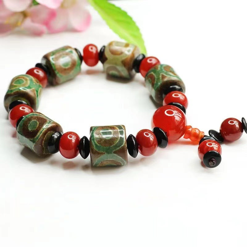 Heavenly Fortune Red Agate Bracelet with Sterling Silver Beads