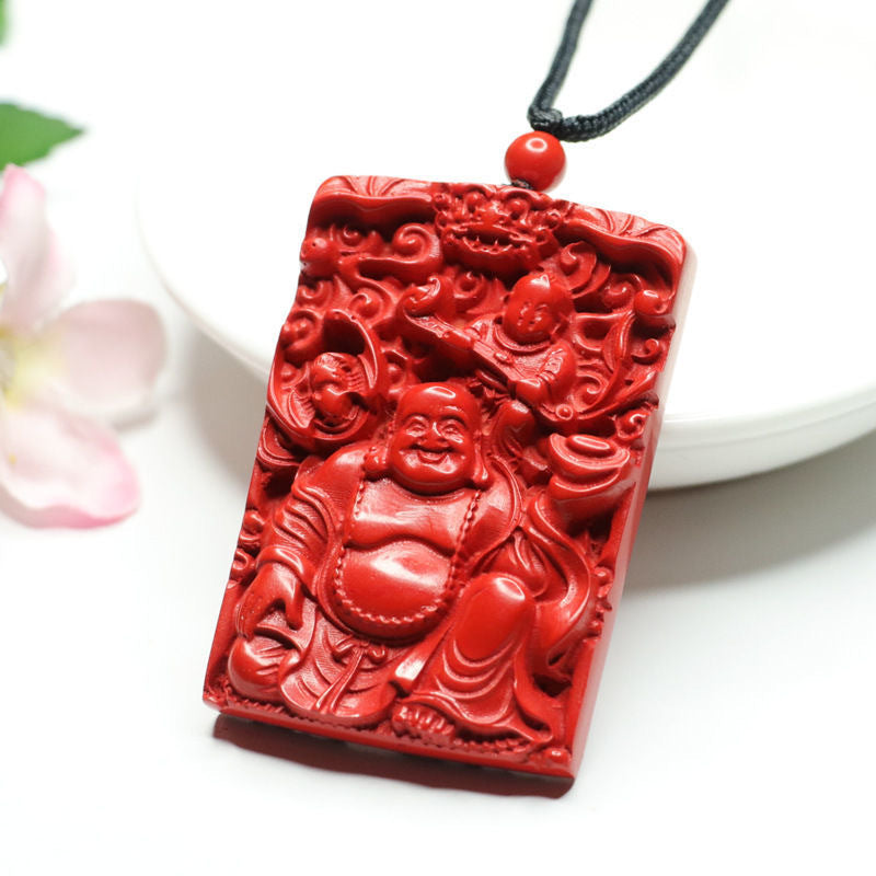 Vermilion Sand Maitreya Buddha Pendant - Symbol of Peace and Prosperity