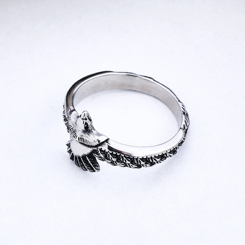 American Indian Style Eagle Titanium Steel Ring for Men