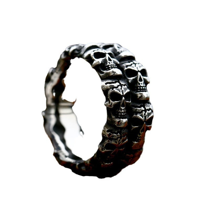 Wholesale Stainless Steel Skull Ring for Men - European and American Punk Hip-Hop Titanium Steel Design