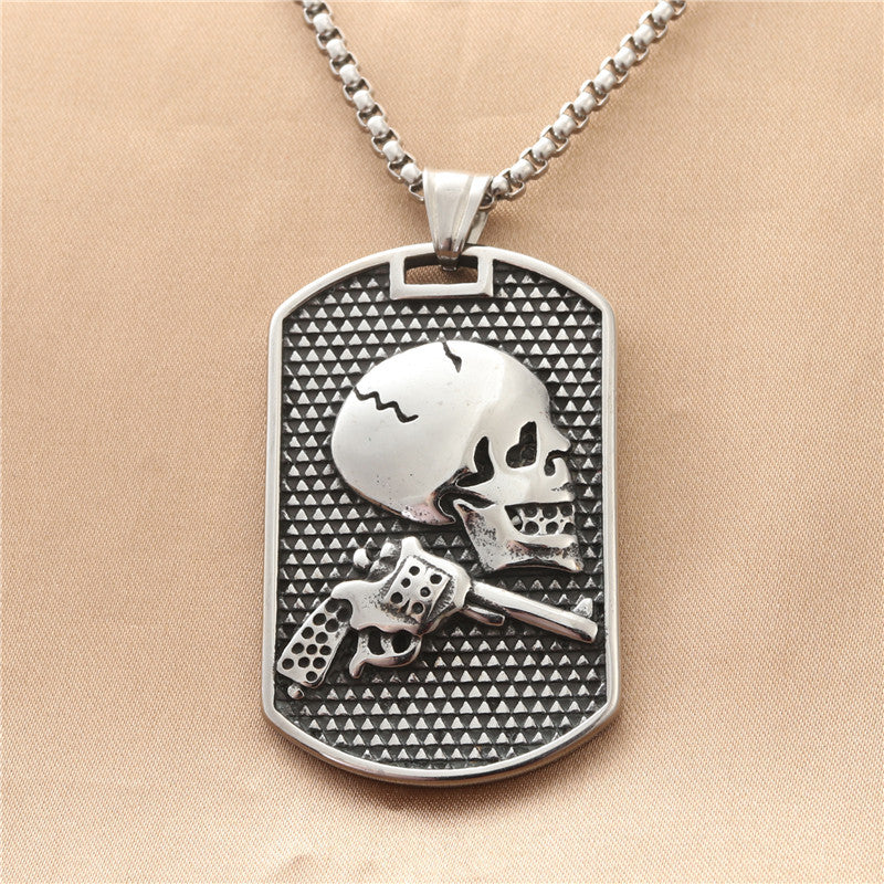 Personalized Titanium Steel Skull Pendant Necklace for Men - Retro Punk Trendy Design