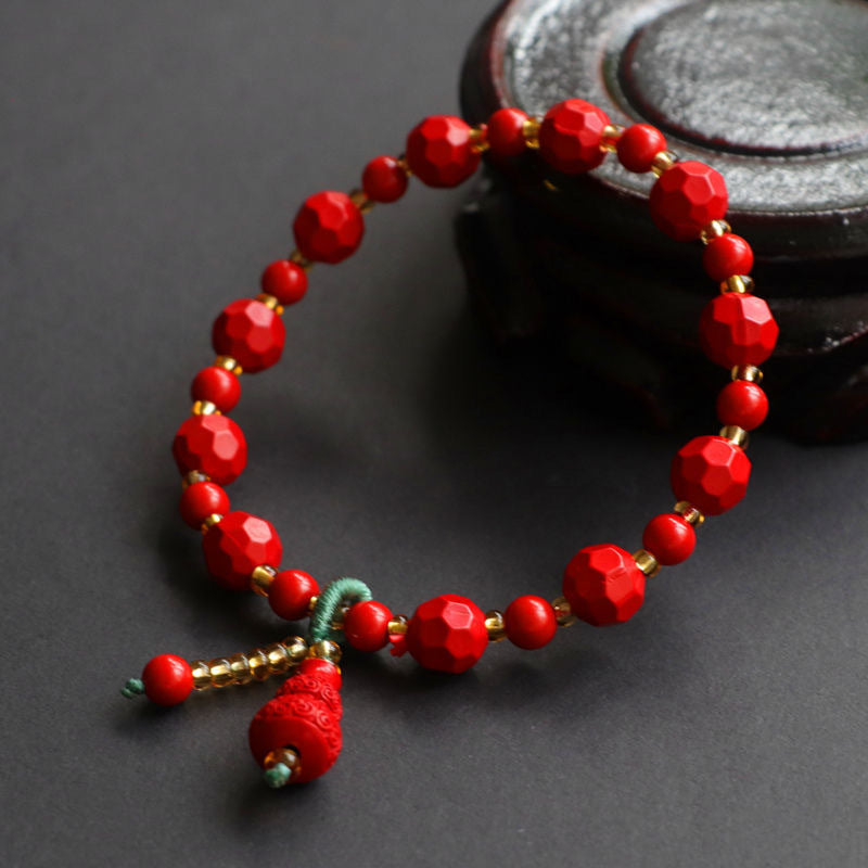 Fortune's Favor Sterling Silver Cinnabar Stone Bracelet