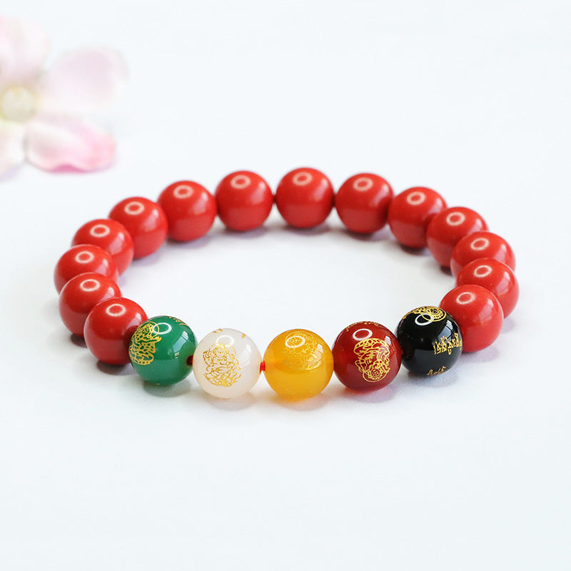 Red Sand and Agate God of Wealth Bracelet