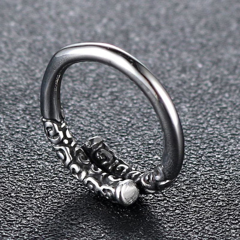 Punk-Inspired Sun Wukong Golden Hoop Ring in Stainless Steel for Men - Chinese Ethnic Style Jewelry