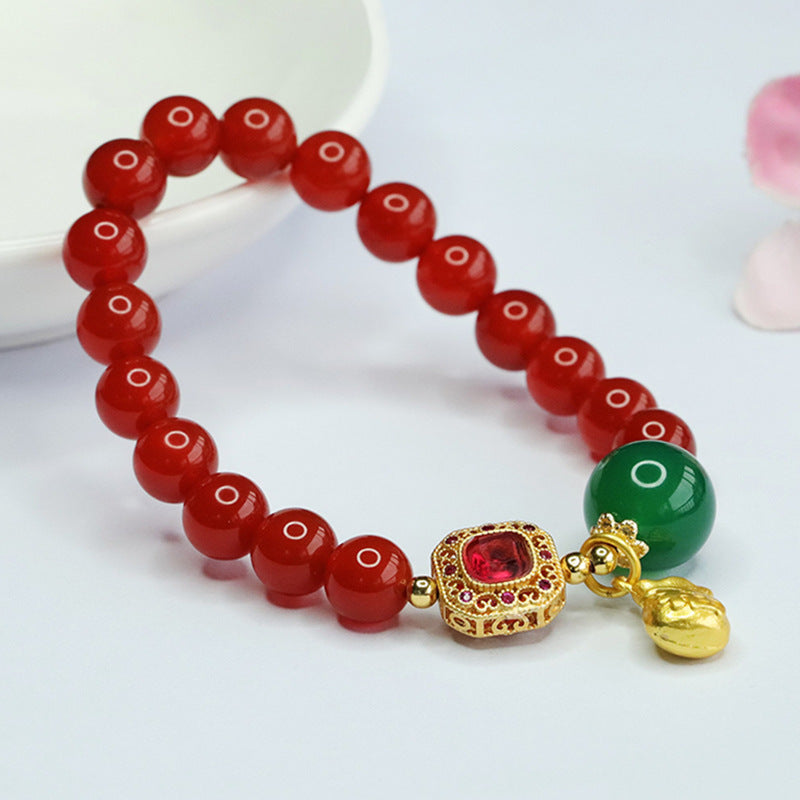 Chinese Blessing Agate and Chalcedony Bracelet from Planderful Collection